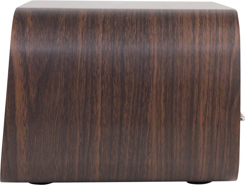 Houten gestructureerde doos met afgeronde randen, links.