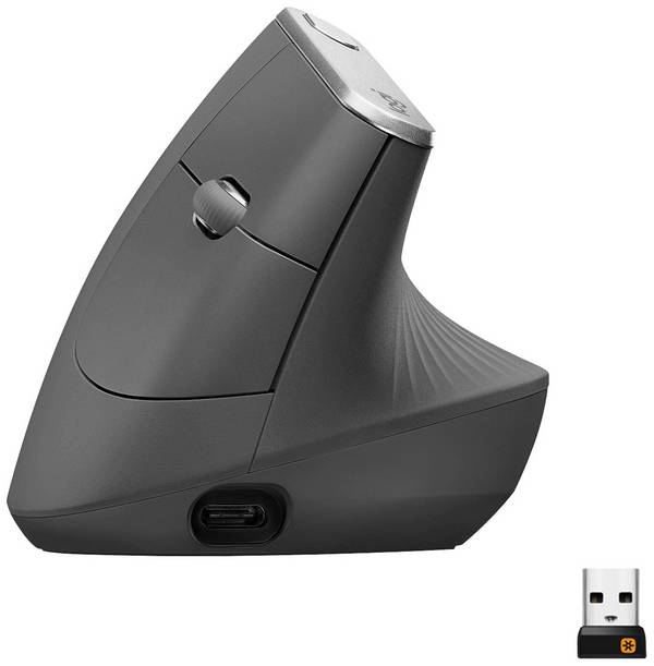 Logitech  Ergonomische muis Bluetooth, Radiografisch    Optisch Zwart, Zilver 4 Toetsen 4000 dpi Ergonomisch