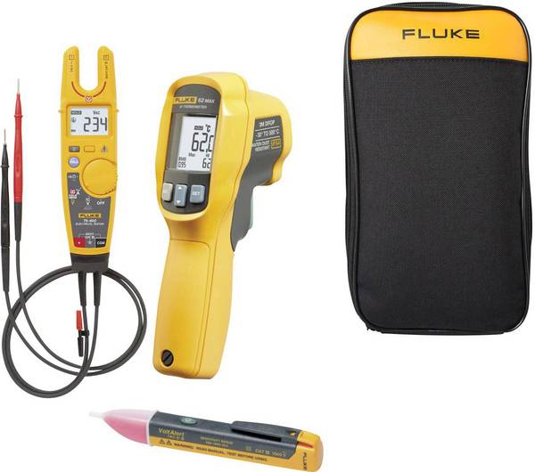 Fluke T6-600/62MAX+/1ACE Multimeter, Elektrotester  Digitaal IR-thermometer, Incl. tas, Incl. spanningstester CAT III 600 V Weergave (counts): 2000