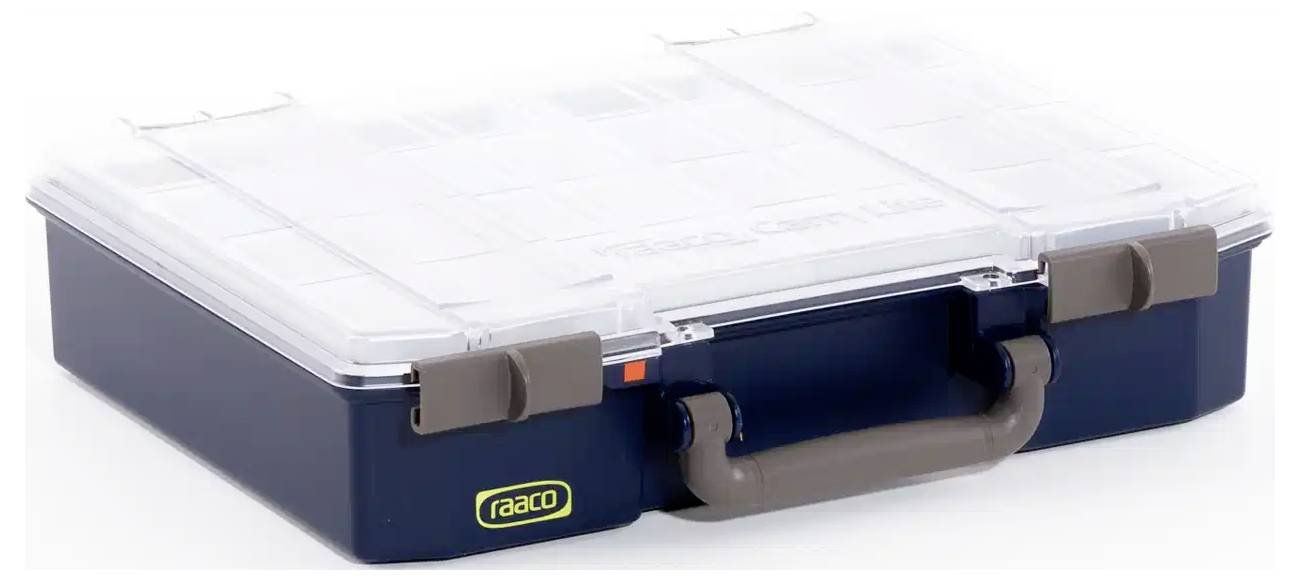 raaco CarryLite 80 4x8-9 Assortimentskoffer (l x b x h) 278 x 337 x 79 mm Aantal vakken: 9 Incl. handgreep Box Inhoud 1 -1