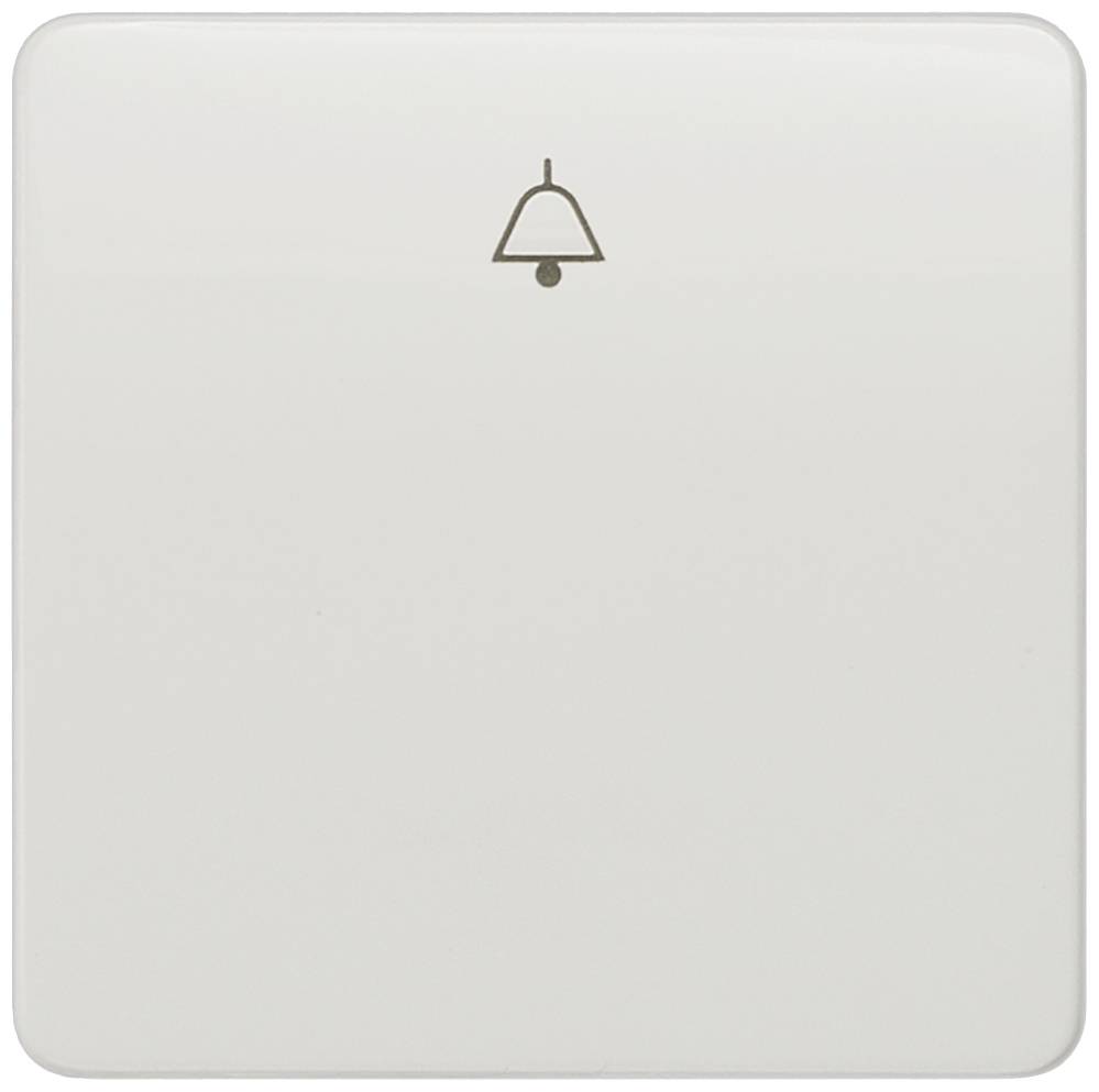 Witte drukknop met belsymbool in het midden. Ideaal voor huis- of appartementingangen.