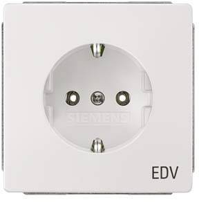Witte stopcontact met opschrift 'EDV', geschikt voor elektronische apparaten in kantoren of werkruimtes.