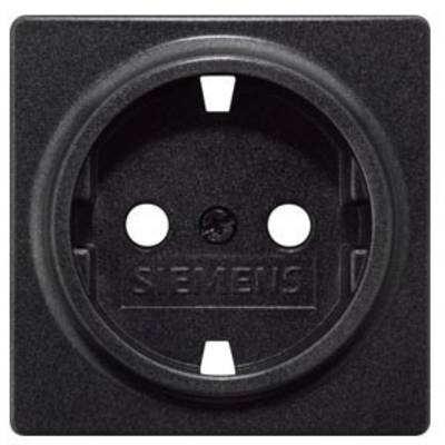 Zwarte wandcontactdoos van Siemens met twee ronde openingen en aardingscontacten.