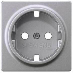 Een close-up van een grijze Siemens-stopcontact.