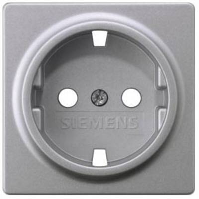 Een close-up van een grijze Siemens-stopcontact.