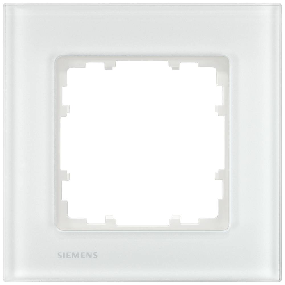 Een witte Siemens stopcontactafdekking, vierkant met afgeronde hoeken, toont de lege ruimte voor het plaatsen van een schakelaar.