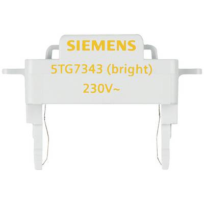 Een witte Siemens-inbouw met de opdruk '5TG7343 (bright) 230V~', geschikt voor elektrische toepassingen.