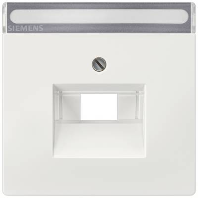 Witte wandcontactdoos van Siemens met een vierkante opening in het midden en een zilveren schroef daarboven.