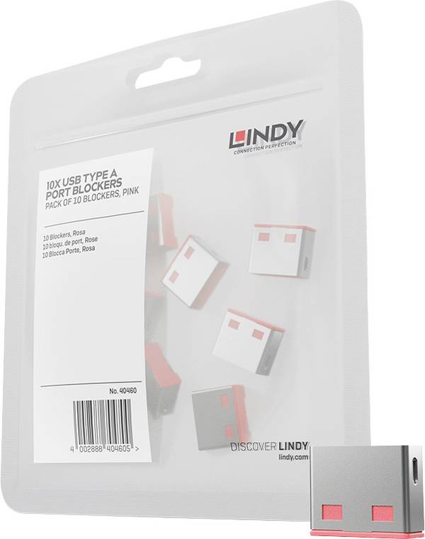LINDY USB-Lock USB-A-poortslot Set van 10 stuks Roze  Zonder sleutel