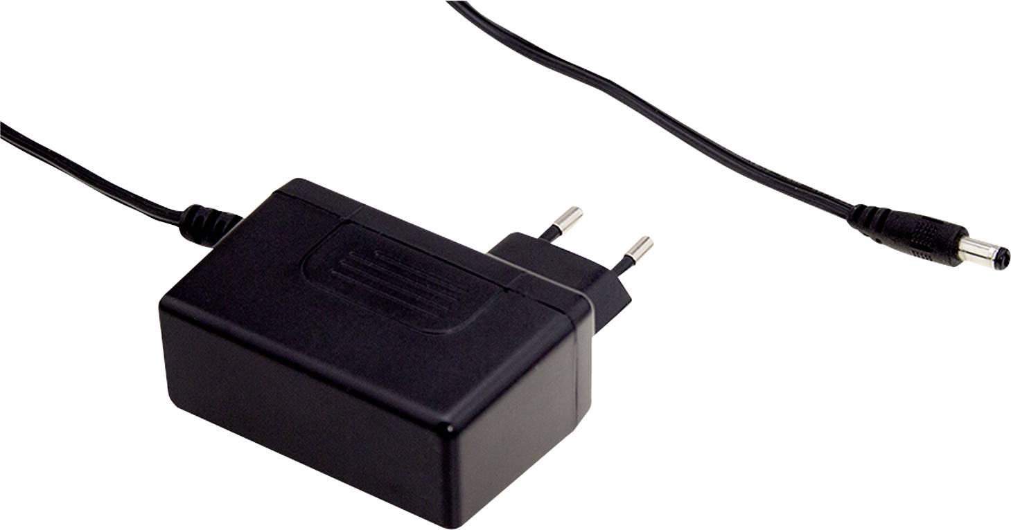 Zwart netsnoer met tweepens stekker en verbindingskabel; wordt gebruikt voor het opladen van elektronische apparaten.