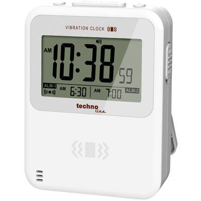 Digitale wekker toont 10:38 uur. Twee alarmopties ingesteld op 6:30 uur en 7:00 uur.