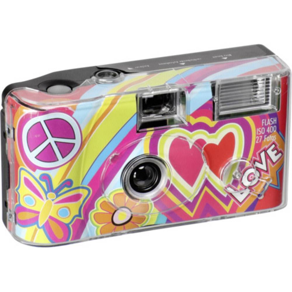 Difox Single Use camera Flash 400 - 27 opnamen "LOVE" rood wegwerpcamera