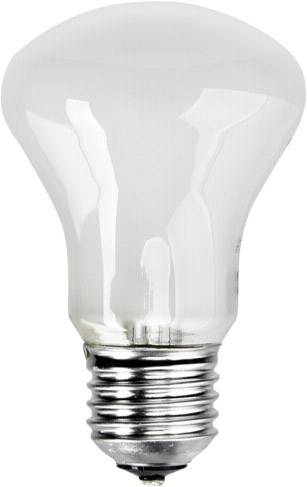 Een gloeilamp met een zilveren fitting en een wit, mat glazen oppervlak.