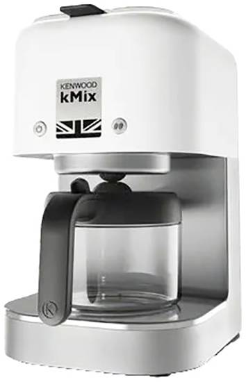 Koffiezetapparaat Kenwood kMix in Wit en Zilver met Glazen Kan. Perfect voor het bereiden van vers gezette koffie thuis.
