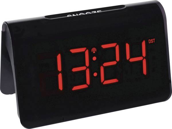 TFA Dostmann 60.2543.05 Wekker Zendergestuurd Zwart Alarmtijden 1  Groot display