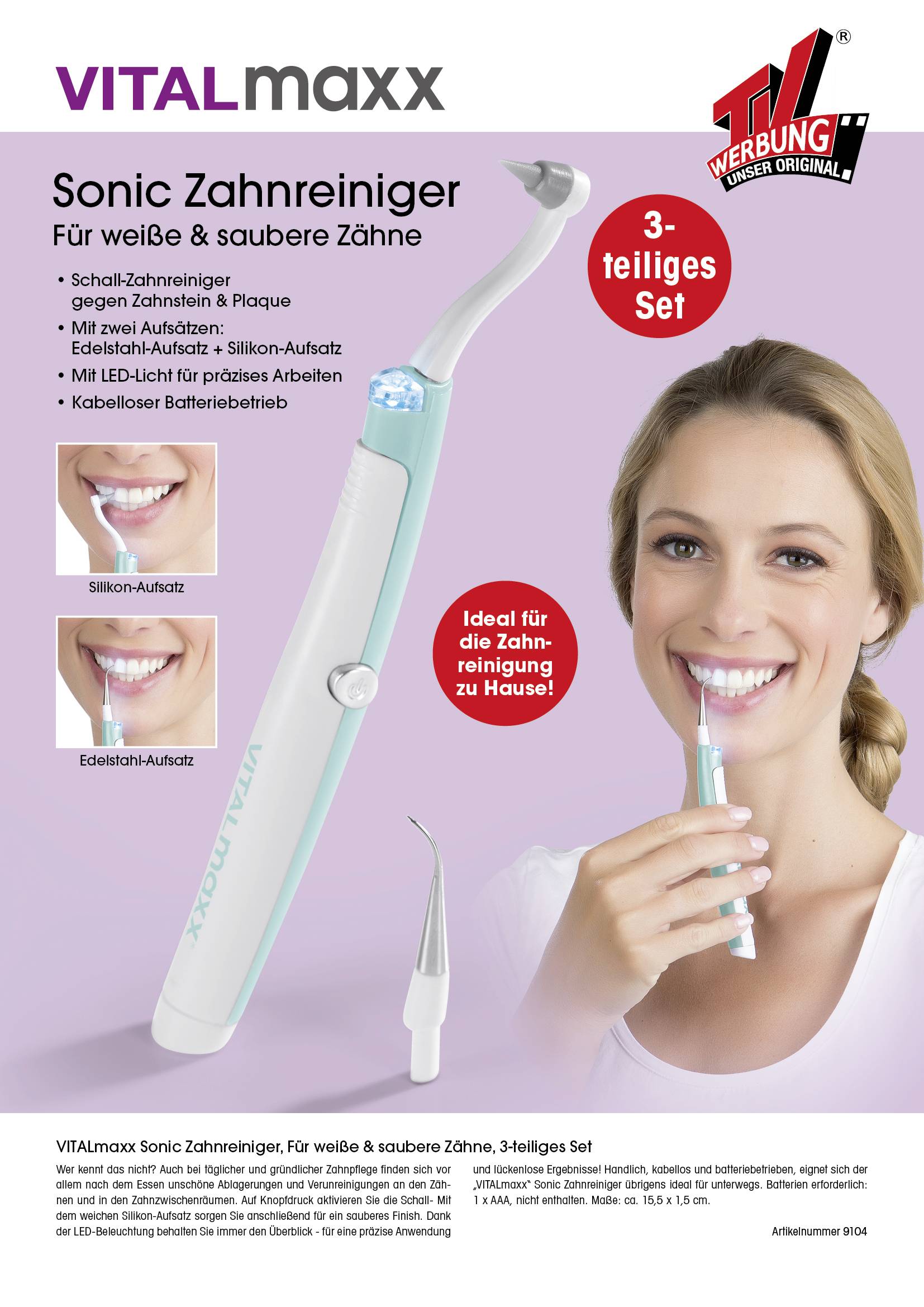 VitalMaxx 9104 Tandreiniger 1 stuk(s) Wit-5