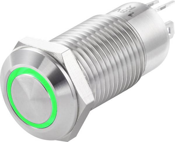 TRU COMPONENTS TC-7494676 TC-GQ12-CH-10ZE/J/G/12V/S Druktoets 36 V/DC 1 A 1x uit/aan Continu Groen IP40 1 stuk(s)