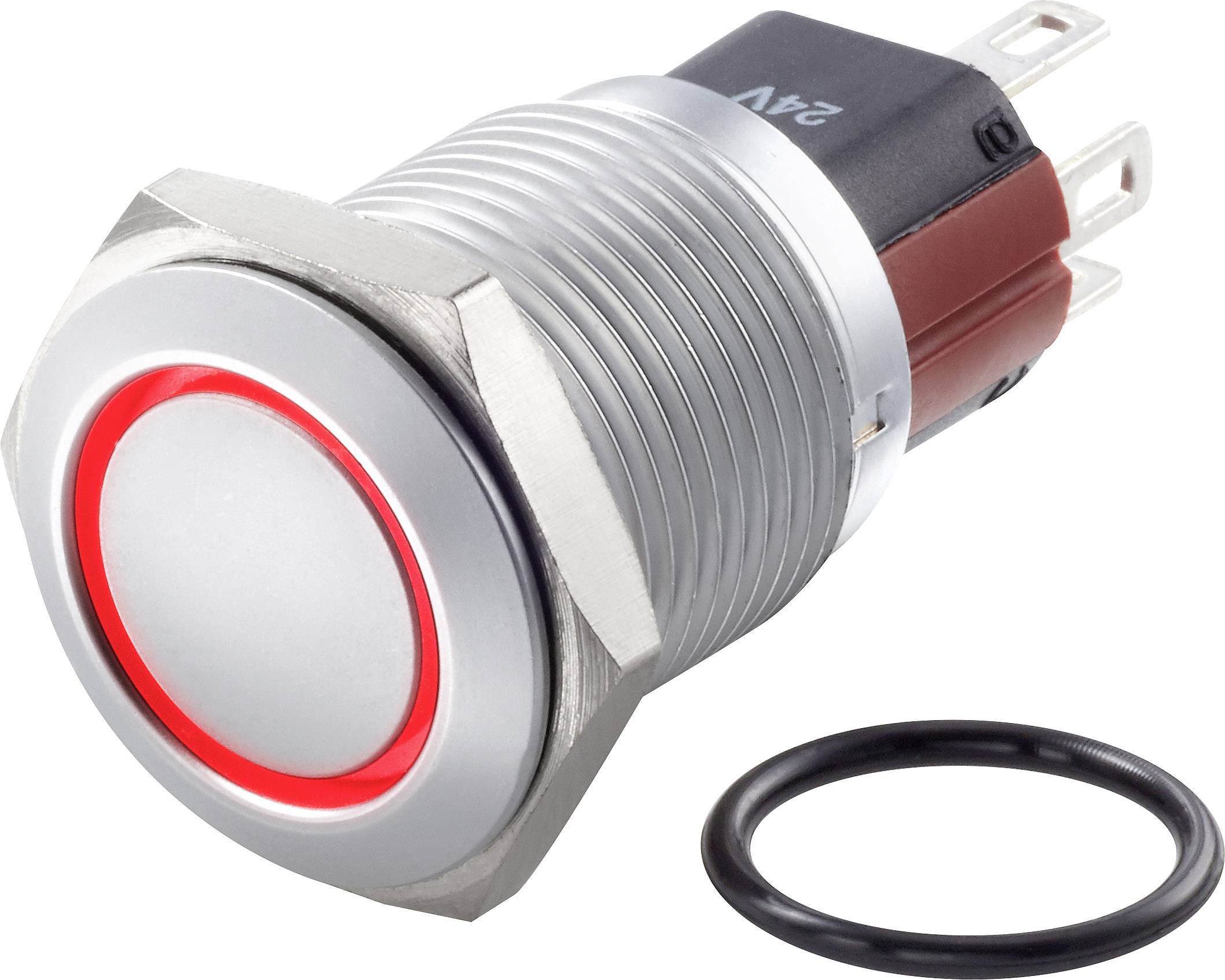 TRU COMPONENTS TC-7495016 TC-GQ16-KH-11ZE/J/R/12V/C Vandalismebestendige drukschakelaar 48 V/DC 2 A 1x uit/aan Continu Rood IP65 1 stuk(s)