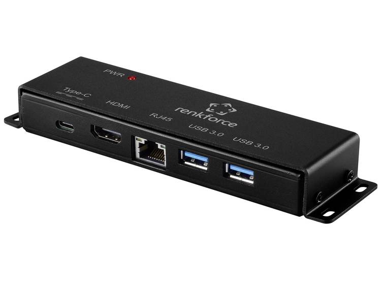 Renkforce USB-HDMI-RJ45 Adapter [1x USB-C bus 1x USB-C bus, HDMI-bus, RJ45-bus, USB 3.0 bus A] Zwart