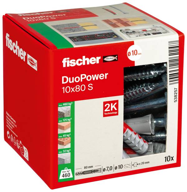 Fischer 538257 DUOPOWER 10x80 S LD 2-componenten plug 80 mm 10 mm 10 stuk(s)