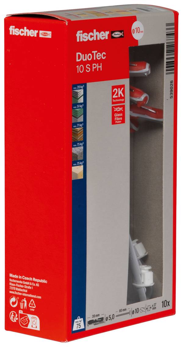 Fischer 539026 DUOTEC 10 S PH LD 2-componenten plug 50 mm 10 mm 10 stuk(s)
