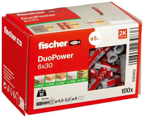 Fischer 535453 DUOPOWER 6x30 LD 2-componenten plug 30 mm 6 mm 100 stuk(s)