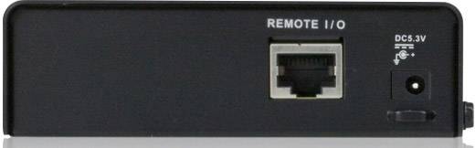 'Close-up van de achterkant van een apparaat met Remote I/O-poort, stroomaansluiting en schakelaar. Belangrijke aansluitingen voor connectiviteit.'