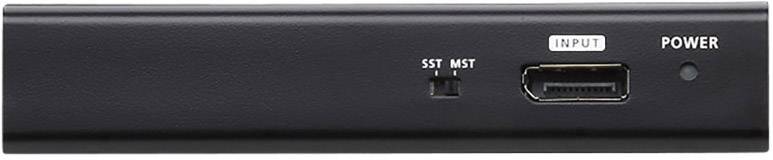 De afbeelding toont de voorkant van een elektronisch apparaat met een HDMI-ingang, een schakelaar voor SST/MST en een stroomaanduiding.