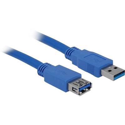 Blauw USB-kabel met een USB-stekker en een USB-poort.