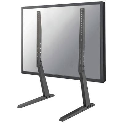 Plat beeldscherm op een tafelstandaard met twee zwarte, verstelbare houders die de monitor stevig vasthouden. Ideaal voor presentaties.