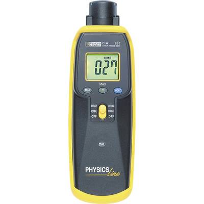 Een handheld meetapparaat toont op een digitaal display de waarde '0,27'. Het apparaat is ontworpen voor weer- of luchtkwaliteitsmetingen.