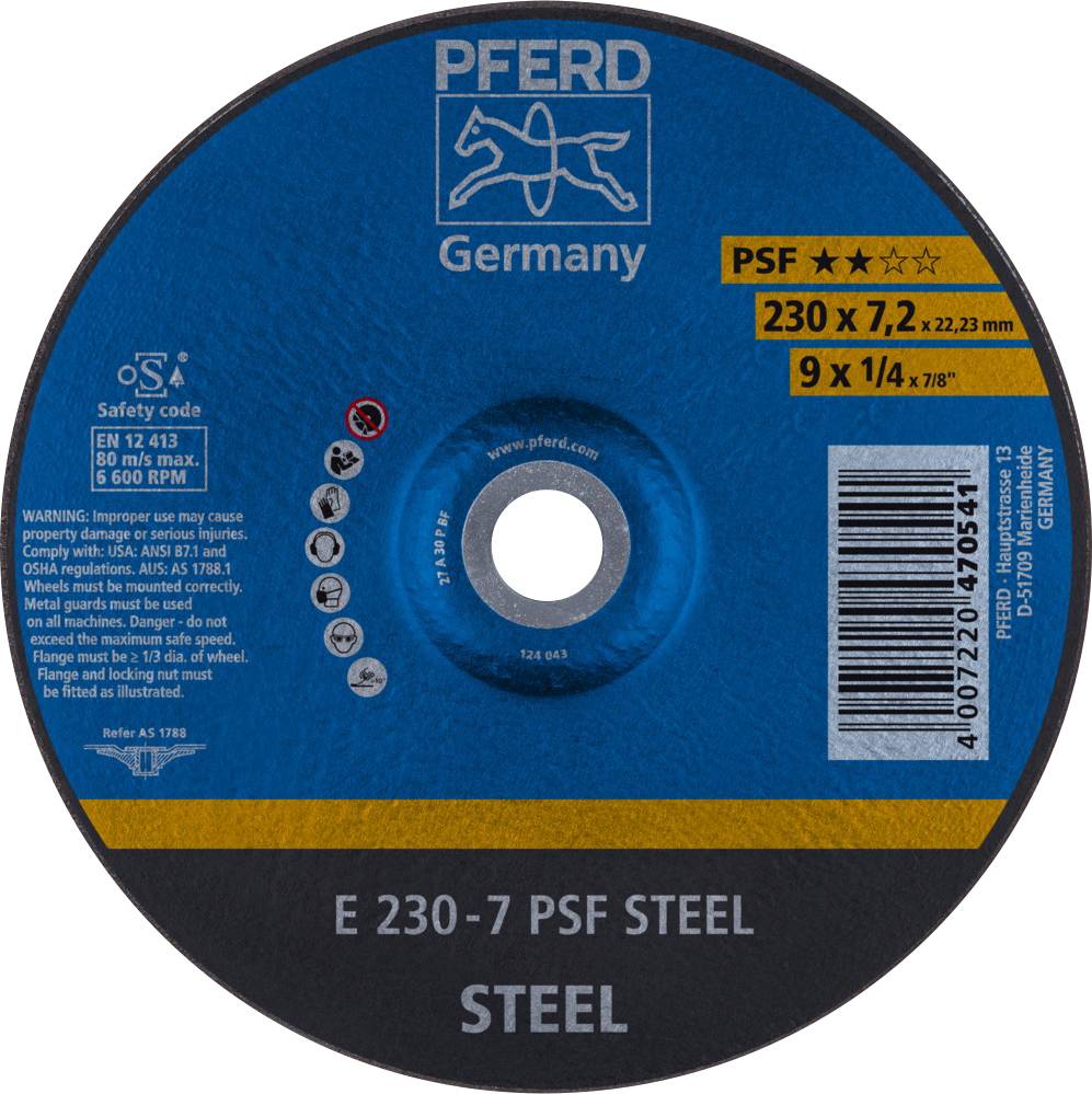 PFERD TOOLS 62023634 Psf Steel Afbraamschijf gebogen Diameter 230 mm Boordiameter 22.23 mm 10 stuk(s)