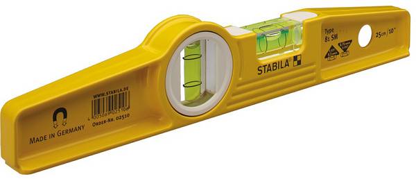Stabila Type 81 SM Torpedo 2510 Metalen waterpas  Incl. magneet 25 cm  0.50 mm/m