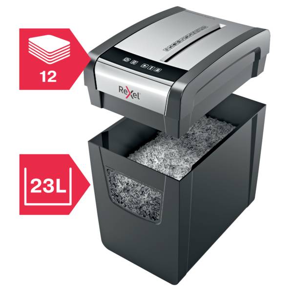Rexel Momentum X312 Slim Papierversnipperaar 12 vellen Cross cut 5 x 42 mm P-3 23 l Ook geschikt voor Nietjes, Paperclip-6