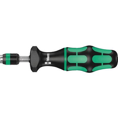 Een ergonomische schroevendraaier van Wera met een groen-zwarte greep, geschikt voor verschillende schroefwerkzaamheden.