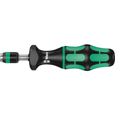 Schroevendraaier met ergonomische zwarte handgreep en groene accenten, merknaam 'Wera' gedrukt op de handgreep.