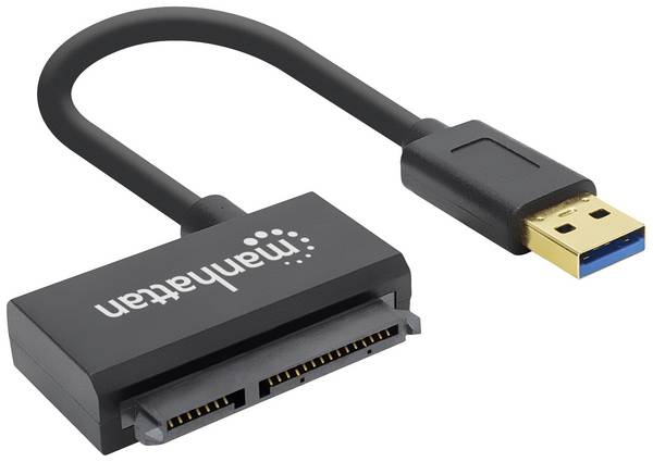 Manhattan HDD/ SSD Adapter [1x USB 3.2 Gen 1 stekker A (USB 3.0) - 1x SATA-combi-stekker 15+7-polig] Adapter 0.15 m