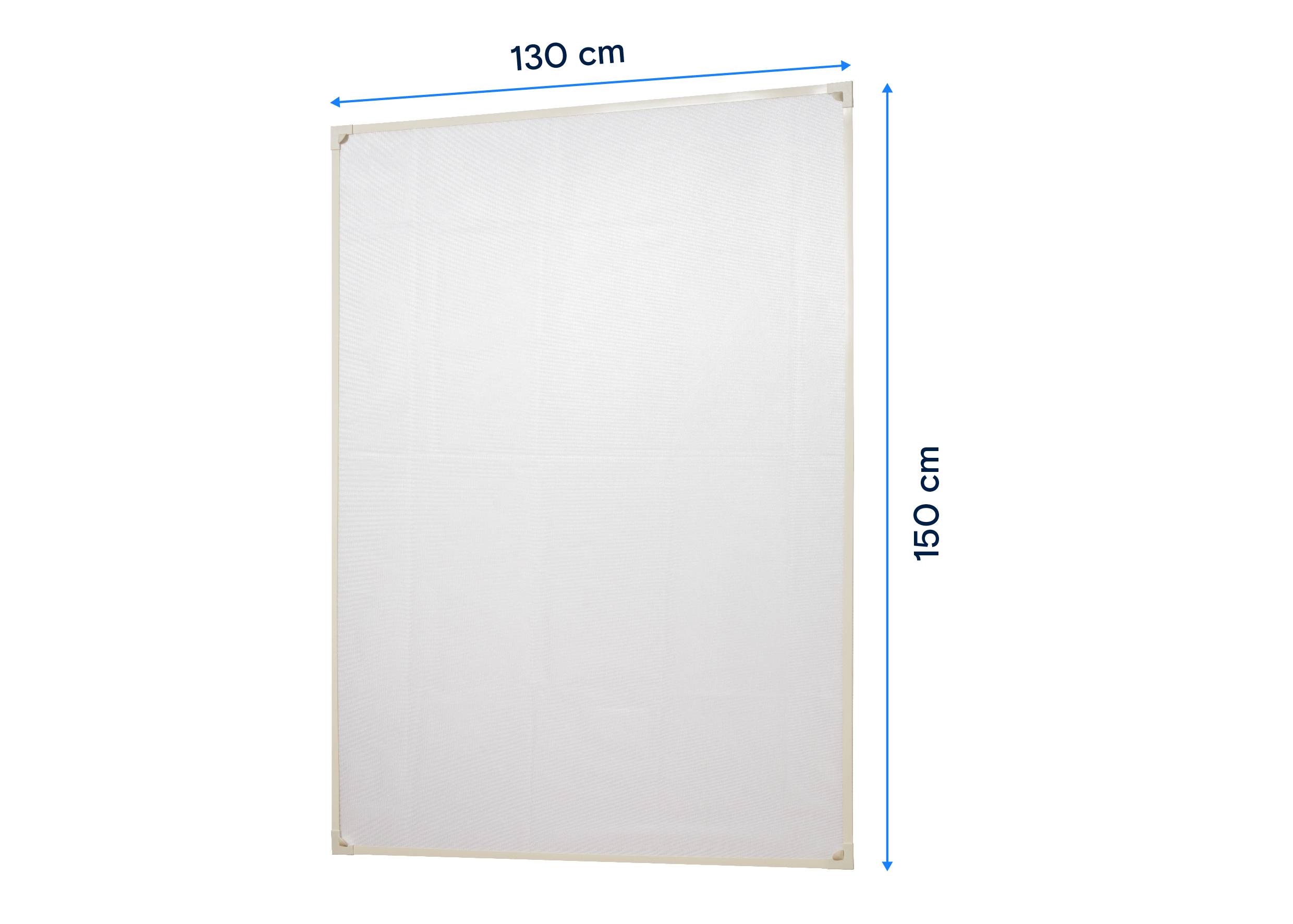 Een rechthoekig canvasframe, 130 cm breed en 150 cm hoog, op een witte achtergrond.