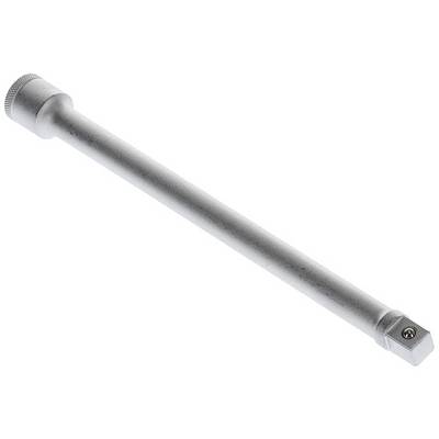 Zilveren verlengstang met vierkante aansluiting, vaak gebruikt in de mechanica om moeilijk bereikbare plaatsen te kunnen bereiken.