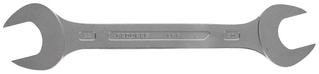 Een zilveren steeksleutel met bekken van 13 en 17, gestempeld met 'Gedore'.