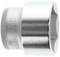 Zilveren 36-mm-zeskantdop in close-up, cilindrische vorm met gekartelde greep, geschikt voor mechanische toepassingen.