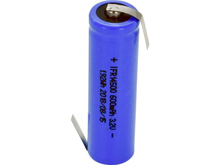 Beltrona FR14500HBG Speciale oplaadbare batterij 14500 Z-soldeerlip LiFePO4 3.2 V 600 mAh