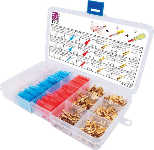 TRU COMPONENTS T1711C001 Assortiment platte stekkers (female) 320 onderdelen