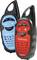 Twee Walkie-Talkies van het merk 'Tectalk Smile', één in blauw, de andere in rood, met knoppen voor kanaalkeuze en PTT/radiofunctie.