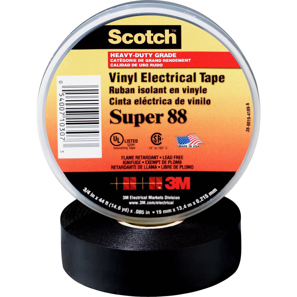 MMM zelfkl tape Scotch Super 88, PVC, zw, (lxb) 33mx38mm