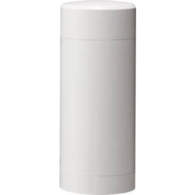 Een witte, cilindrische container met een gladde oppervlakte staat rechtop.
