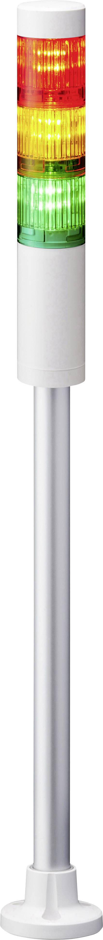 Een verticale signaallamp met drie strepen: rood bovenaan, geel in het midden, groen onderaan. Geeft verschillende statuscategorieën aan.