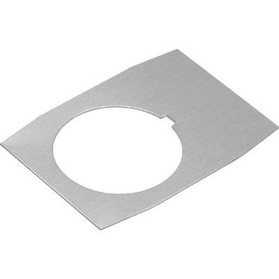Een rechthoekige metalen plaat met een rond gat in het midden. Hoogwaardig materiaal, precisiebewerking.
