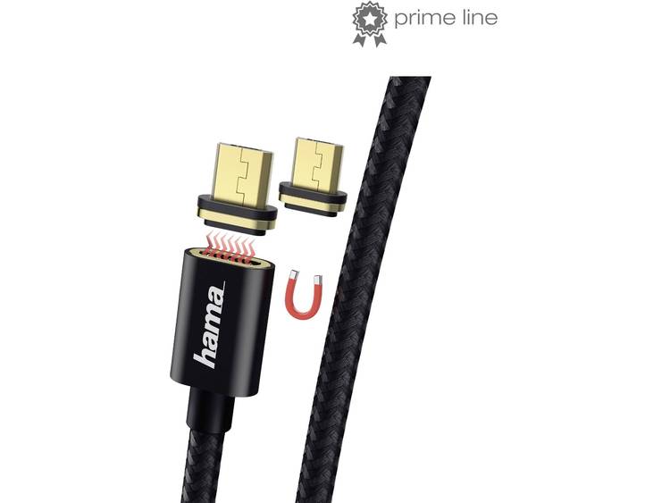 Hama Magnetic Charging-Data Cable, Micro-USB, 1 m, black