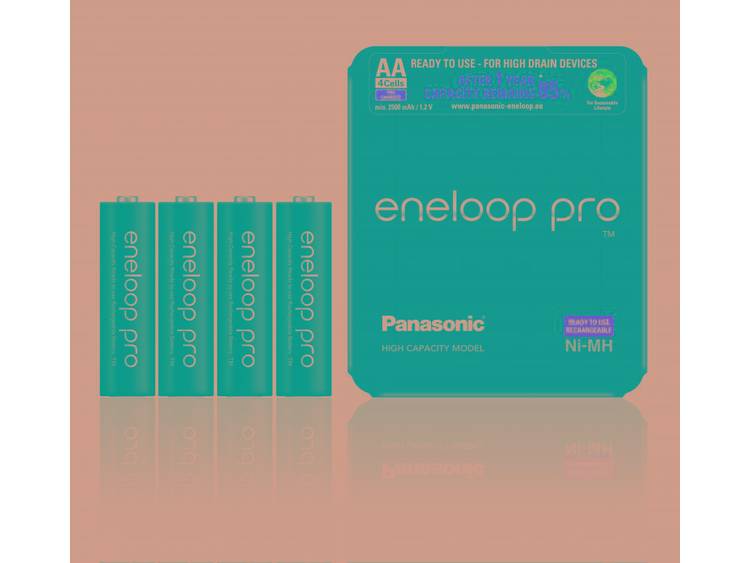 Panasonic Eneloop Pro Oplaadbare AA Batterijen BK-3HCDE-4LE 2500mAh 1x4